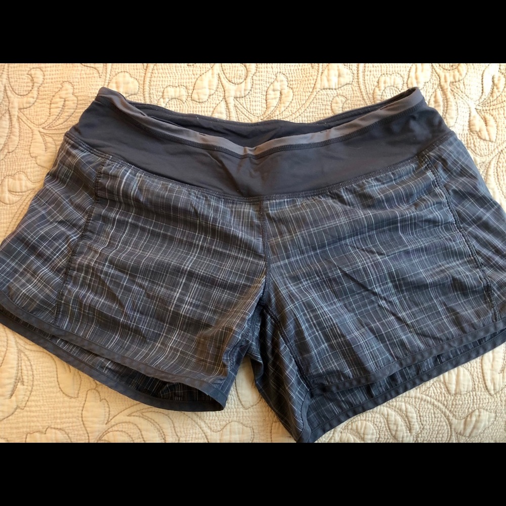Lululemon Grey Check Running Shorts